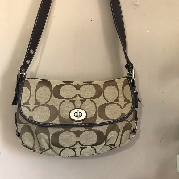 SOLDCOACH Beige/Brown Signature Jacquard Crossbody - Picture 4 of 8